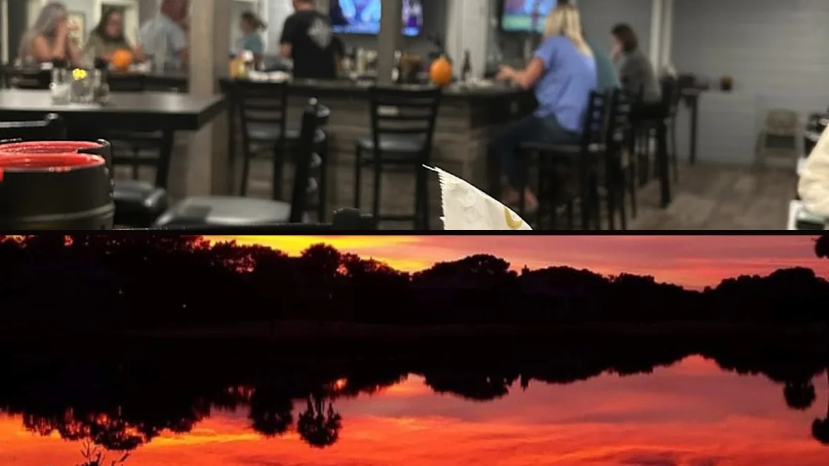 Outdoor seating beside the water