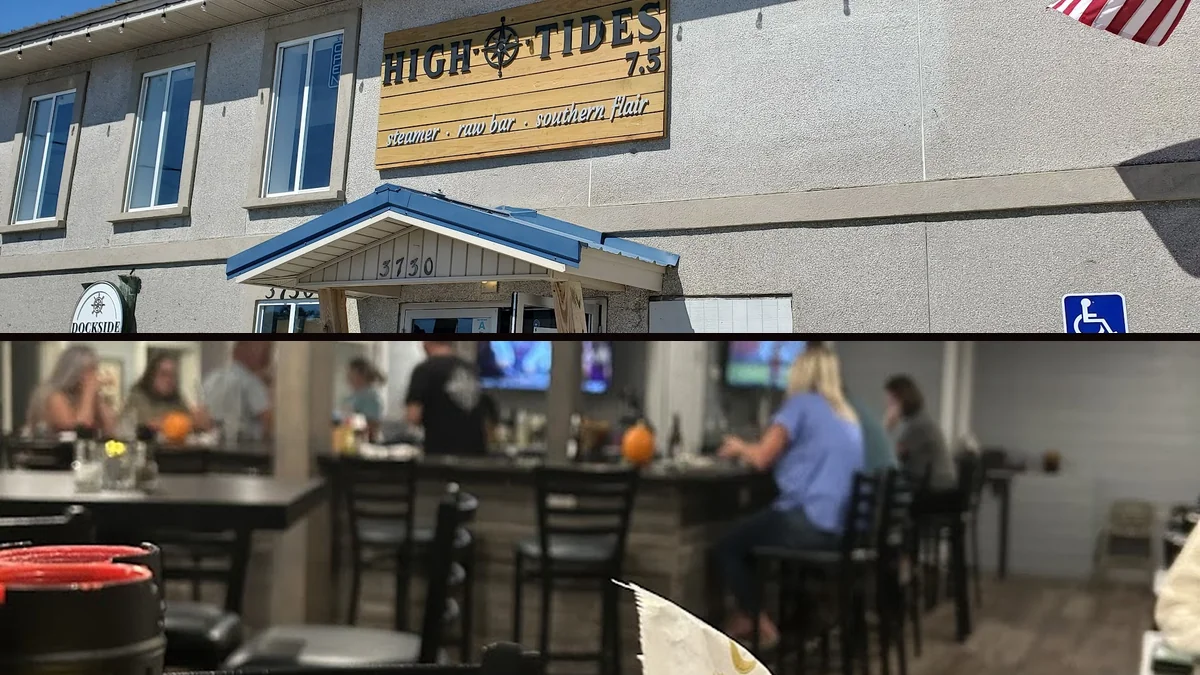 Casual bar with dockside views