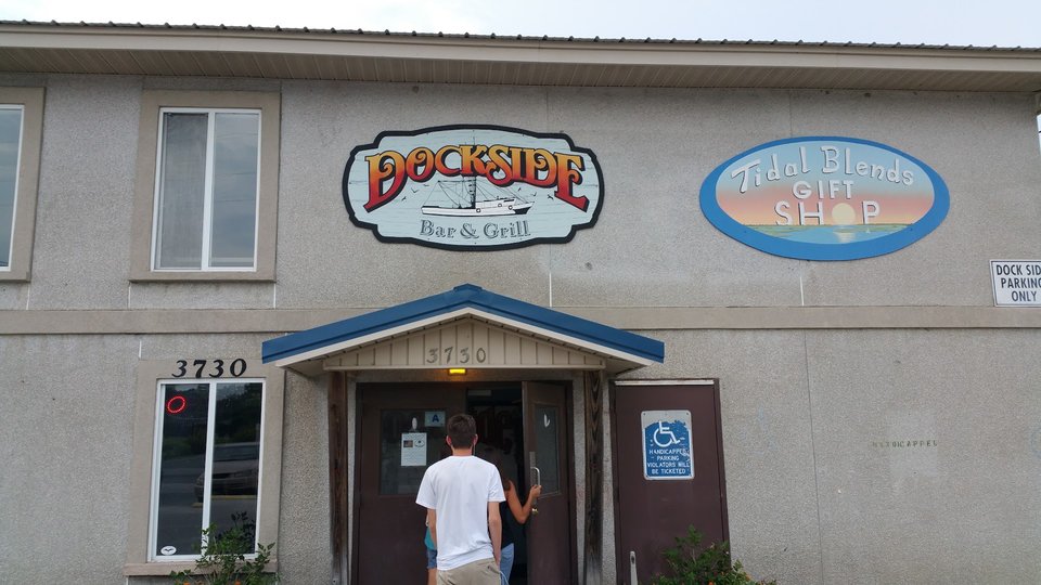 Dockside bar with seafood dishes